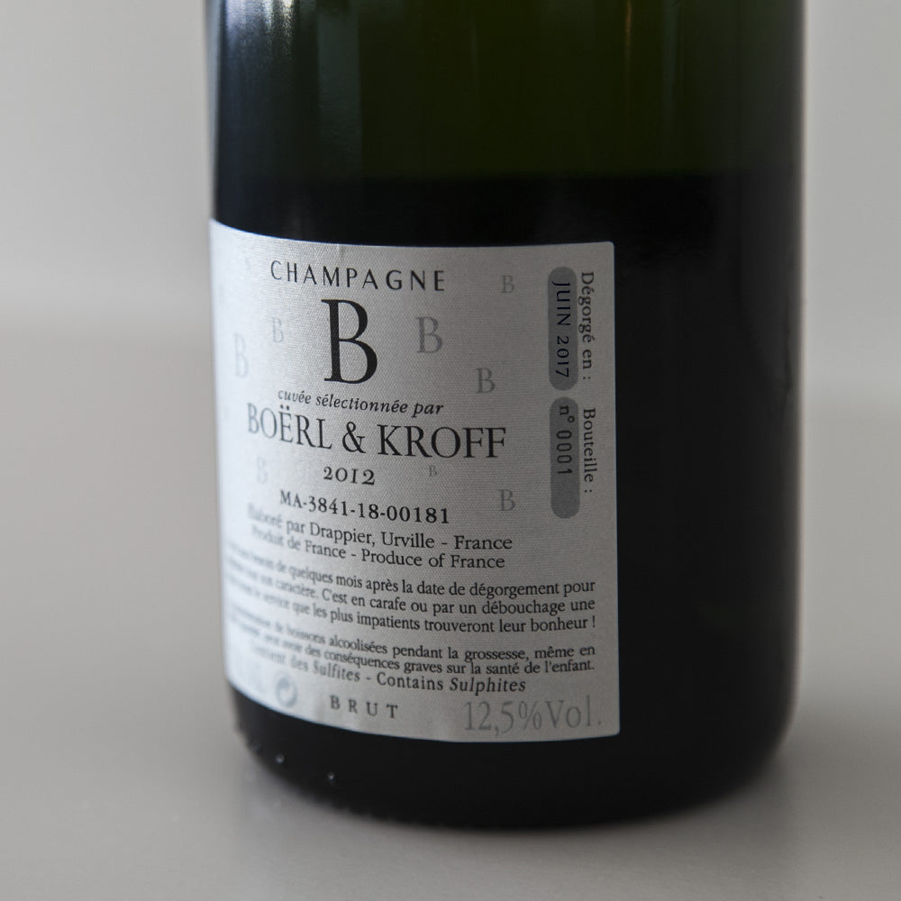 2012年　シャンパーニュ　B　ボエル・エ・クロフ　2012 Champagne" B" Boerl&Kroff
